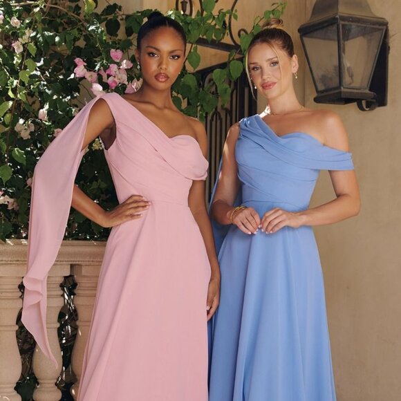 New Dusty Rose Mother Of Bride Gown w/ Draped Bodice & One Shoulder Neck CD T716 - Picture 8 of 10